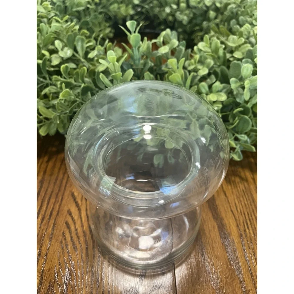 Vintage Mid Century Clear Glass Mushroom Shaped Terrarium Jar